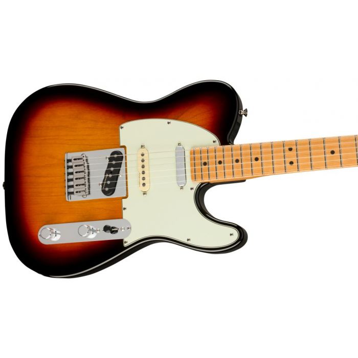 Fender Player Plus Nashville Telecaster MN 3 Color Sunburst, angled view of the body