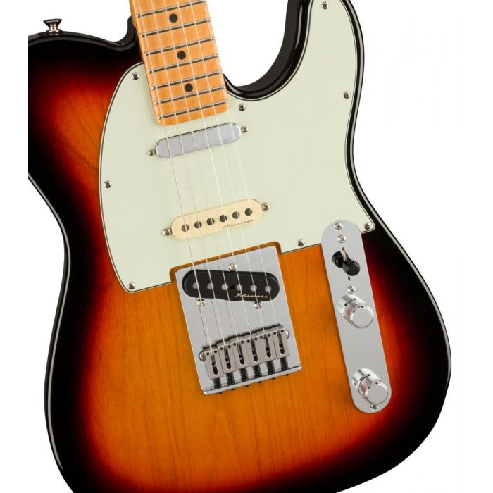 Fender Player Plus Nashville Telecaster MN 3 Color Sunburst, closeup of the body