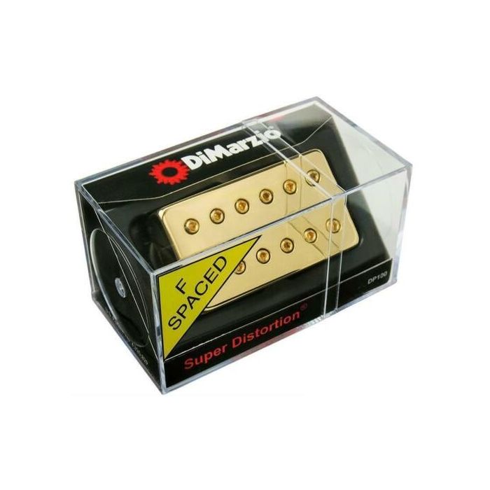 DiMarzio Super Distortion Humbucker Pickup, F-Spaced, Gold Cover
 Boxed