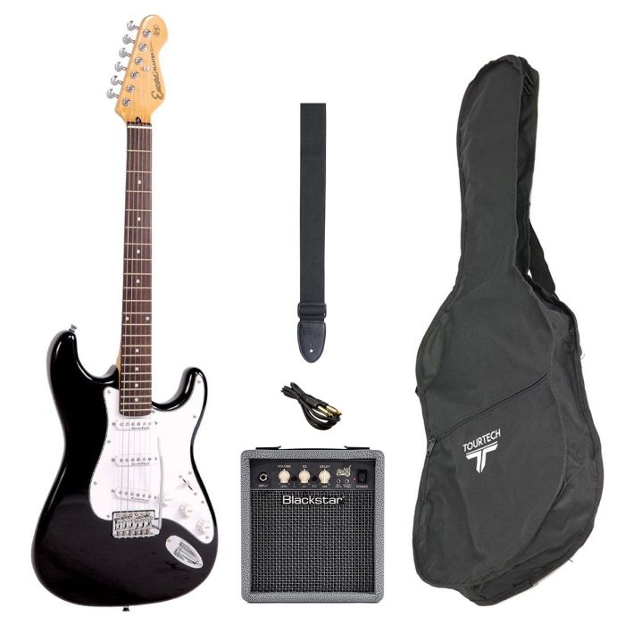 View of Encore S-Style Electric Guitar Starter Package, Black