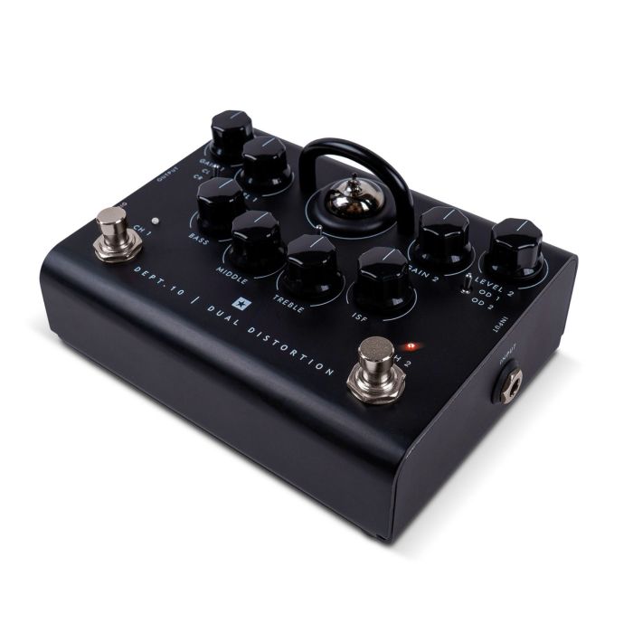 Blackstar DEPT 10 DUAL DISTORTION VALVE POWERED DUAL DISTORTION PEDAL, left angled view