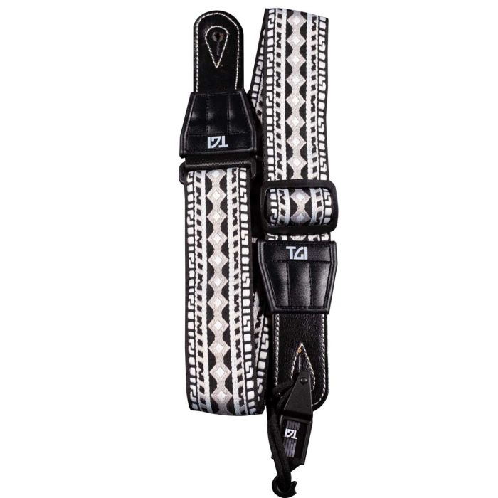 TGI Guitar Strap Woven Cotton Aztec Stitch Black & White