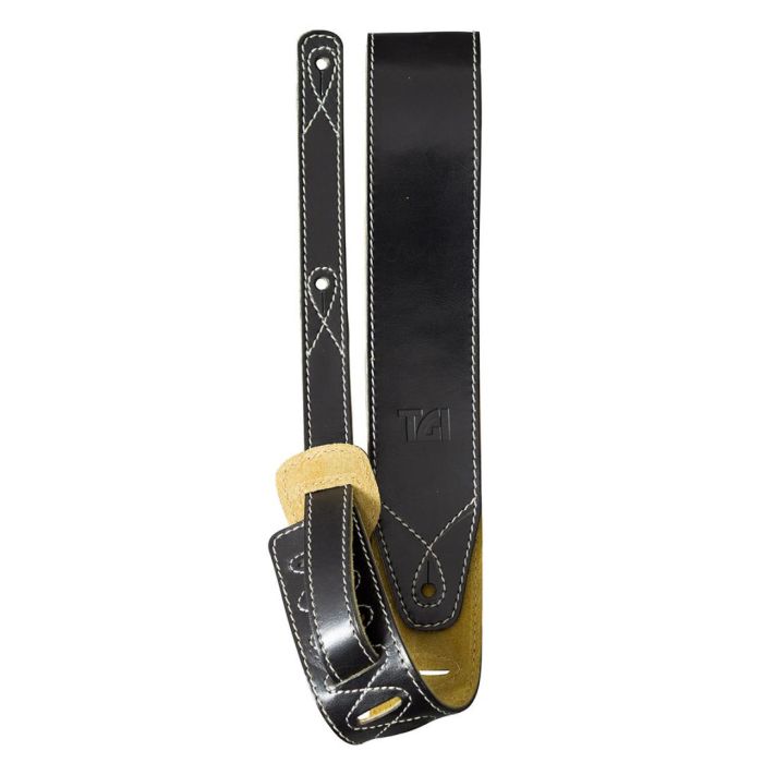 TGI Guitar Strap Black Leather with Suede Back