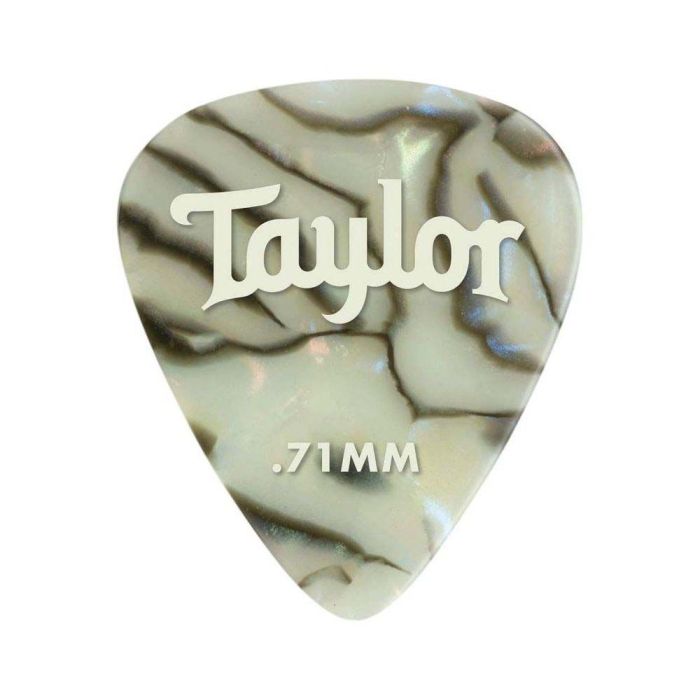 Taylor Celluloid 351 Picks Abalone 0.71mm top-down view