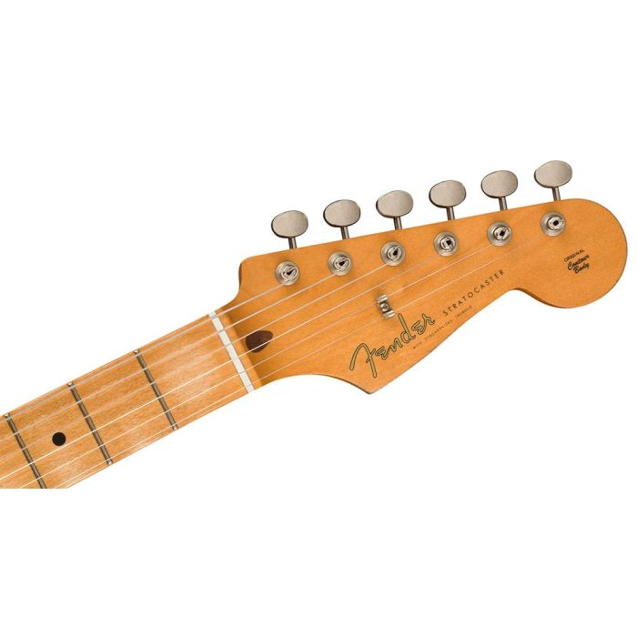 Fender FSR Vintera 50s Stratocaster HSS, Road Worn Sonic Blue headstock closeup