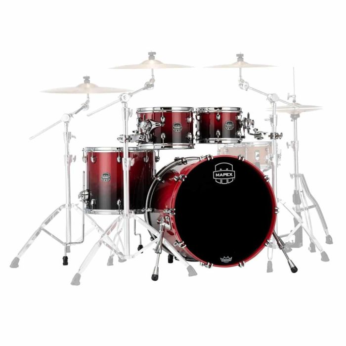Mapex Saturn 2020 SR529X-RQ 4-Piece Shell Pack, Scarlet Fade Front