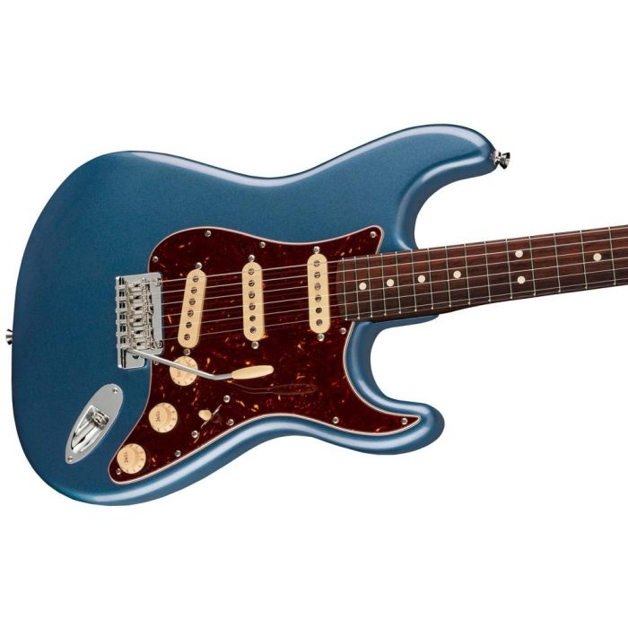Fender FSR American Professional II Stratocaster RWN, Lake Placid Blue angled view