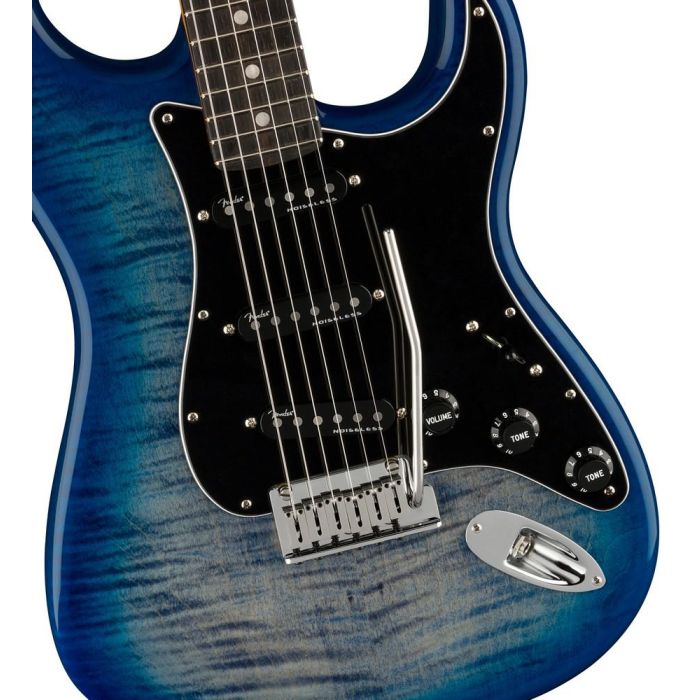 Fender Ltd Edition American Ultra Strat Denim Burst, body closeup