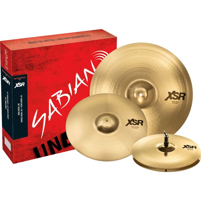 Front View of the Sabian XSR Rock Performance Set with Box