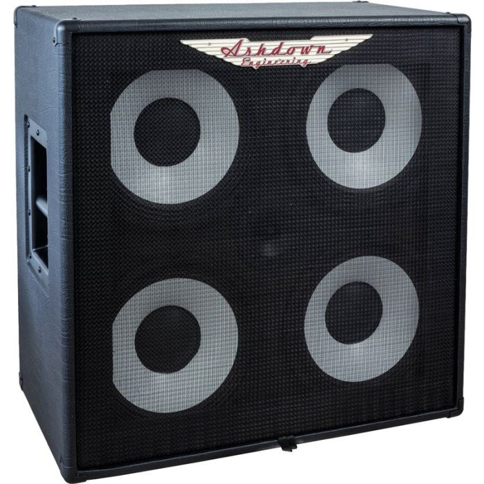 Angled view of the Ashdown RM-410-EVO II Rootmaster Lightweight 600W 4x10 Bass Cabinet