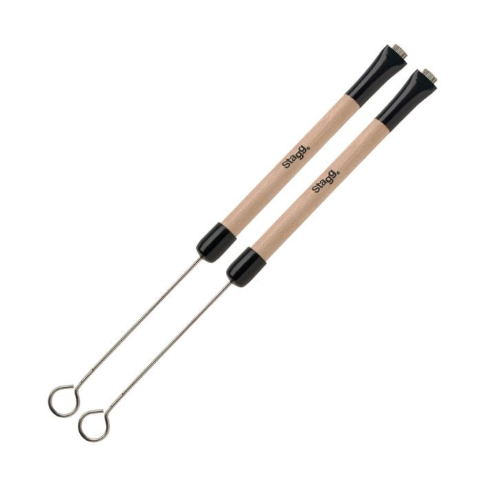 Stagg Telescopic Wire Brushes, Wooden Handle Pair