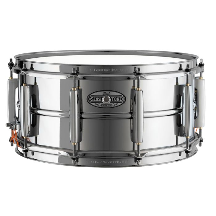 Pearl Sensitone Heritage Alloy 14" x 6.5" Steel Snare Front View