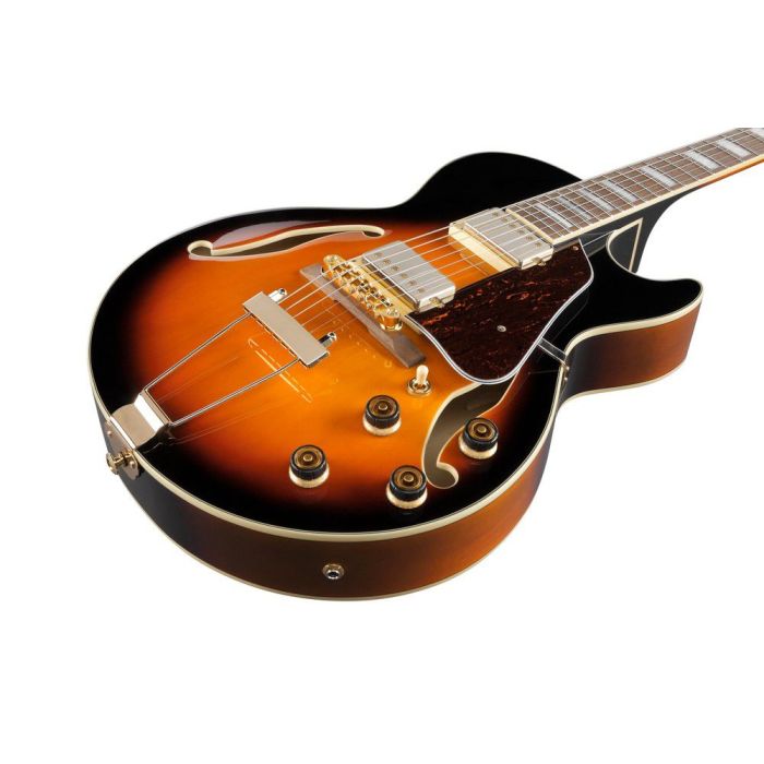 Ibanez Ag75g Hollowbody Electric Guitar Brown Sunburst, angled view