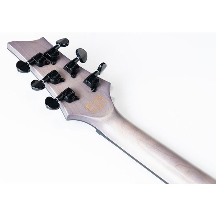 Schecter Omen Elite-6 See Thru Black, headstock rear