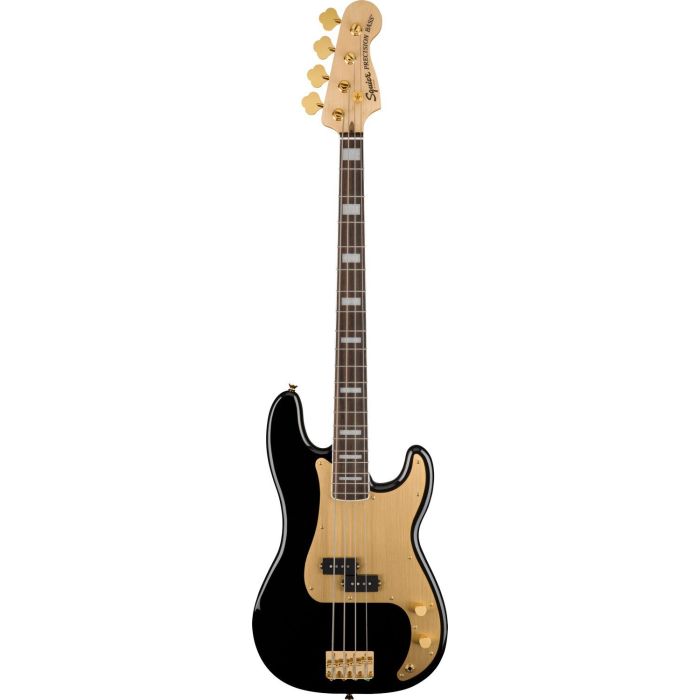 Squier 40th Anniv Precision Bass Gold Edition LFB Gold Pickguard Black, front view