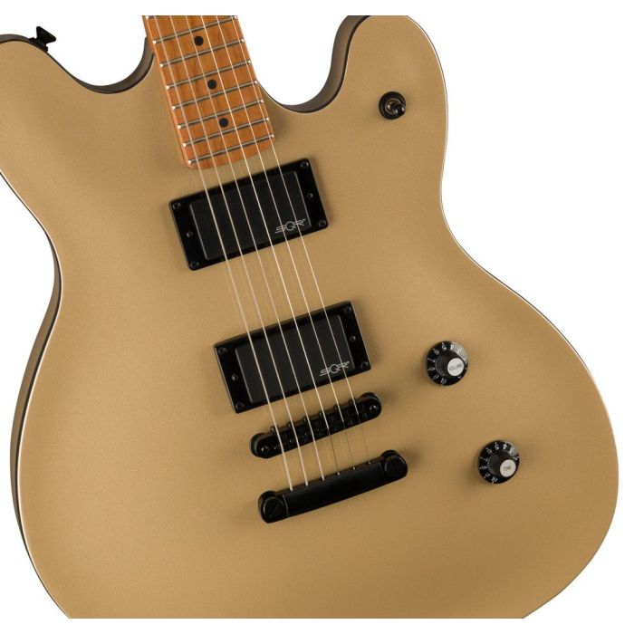 Squier Contemporary Active Starcaster RMN Shoreline Gold, body closeup