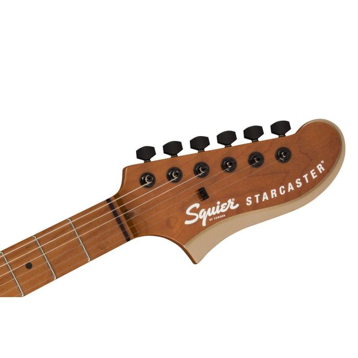 Squier Contemporary Active Starcaster RMN Shoreline Gold, headstock front view