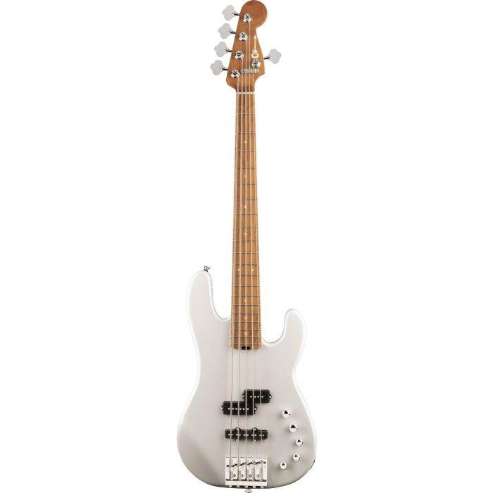 Charvel Pro mod San Dimas Bass Pj V RMN Platinum Pearl, front view