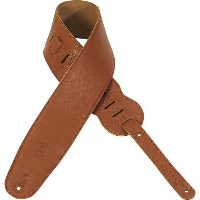 Levys Leather Padded Instrument Strap with Suede Backing, Tan