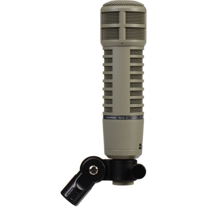 Electro-Voice RE20 Variable-D Dynamic Cardioid Microphone side with clamp