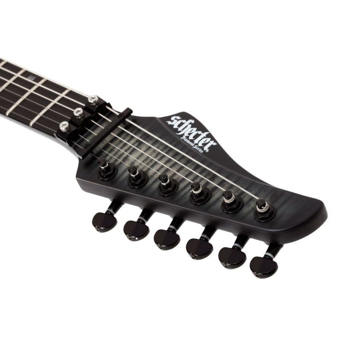 Schecter Banshee GT-FR Electric Guitar, Satin Charcoal Burst headstock front