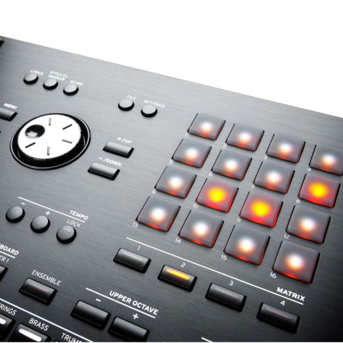 Close up of the controls on the Korg Pa5X-76 76 Note Arranger Workstation