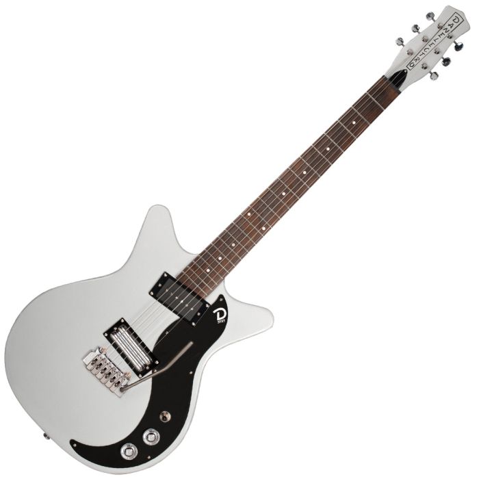 danelectro 59xt guitar with vibrato silver, front view