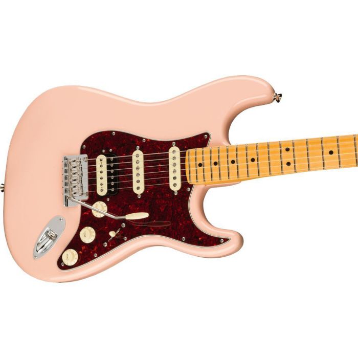 Fender FSR American Professional II Stratocaster HSS MN Shell Pink, body closeup