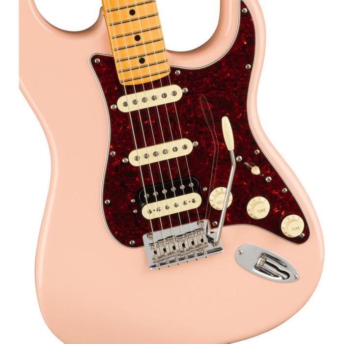 Fender FSR American Professional II Stratocaster HSS MN Shell Pink, angled view