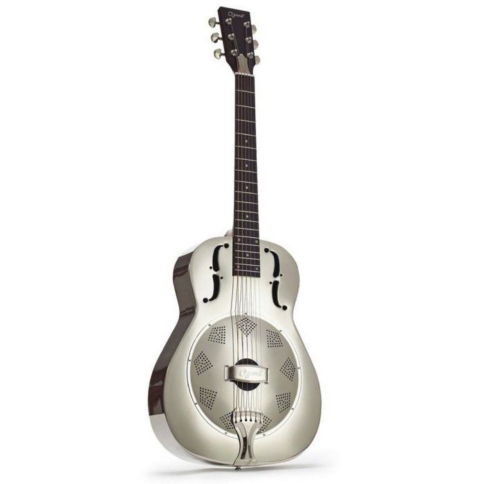 Ozark Resonator Guitar Metal Body Nickel Plate, front view