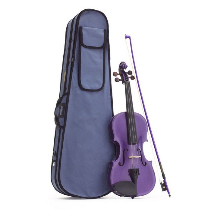 Harlequin Violin Outfit Purple 1 2, front view