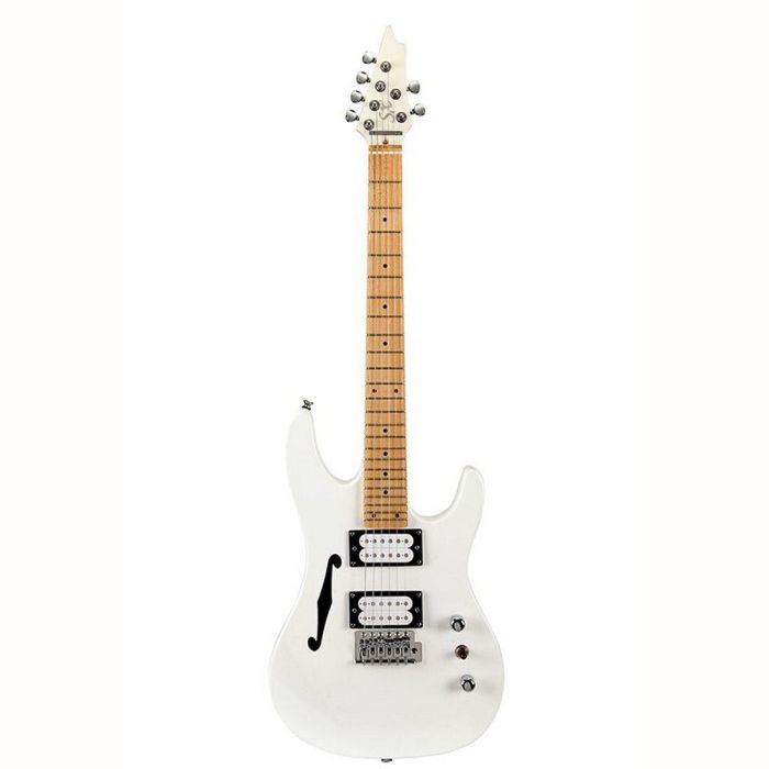 Sx Electric Guitar Short Scale Thinline Double Cutaway White, front view