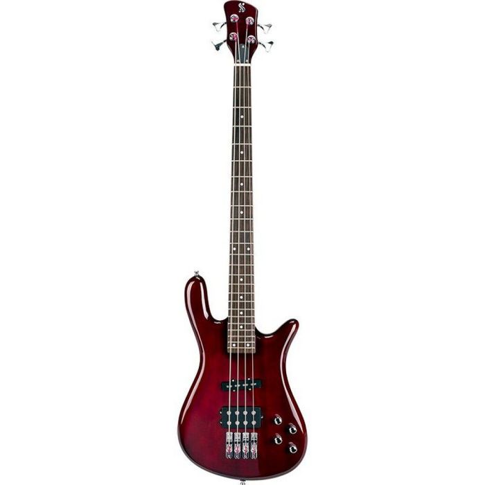 Sx Electric Bass Arched Body Wine Red Finish, front view