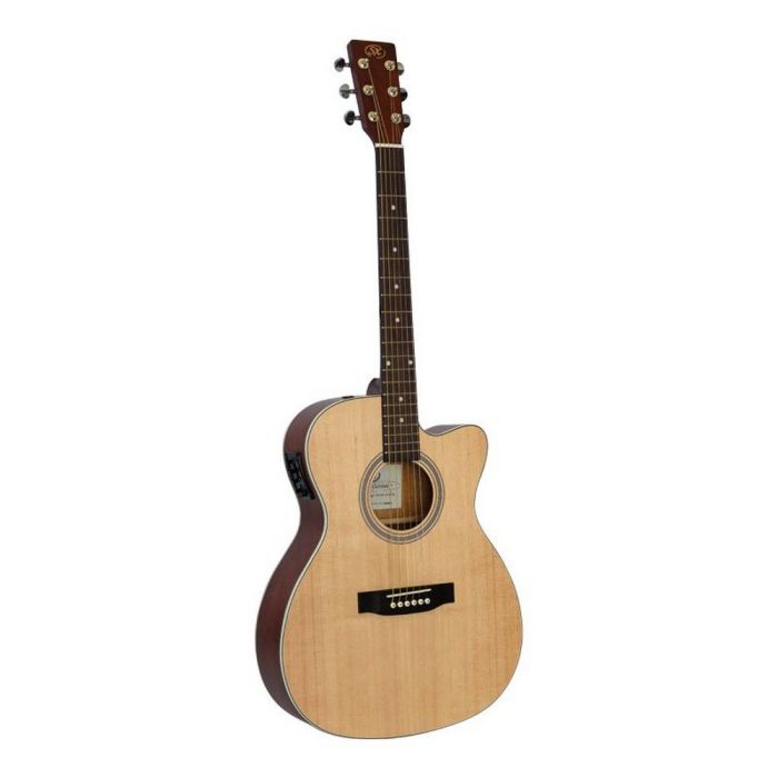 Sx Electro Acoustic Guitar Small Body Matt Natural, front view