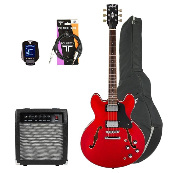 Antiquity AQ35 Beginner Electric Guitar Pack, Cherry Red full view