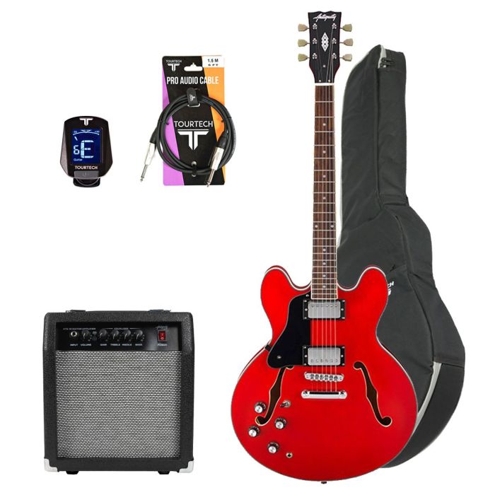 Antiquity AQ35 Left-Handed Beginner Guitar Pack, Cherry Red full view