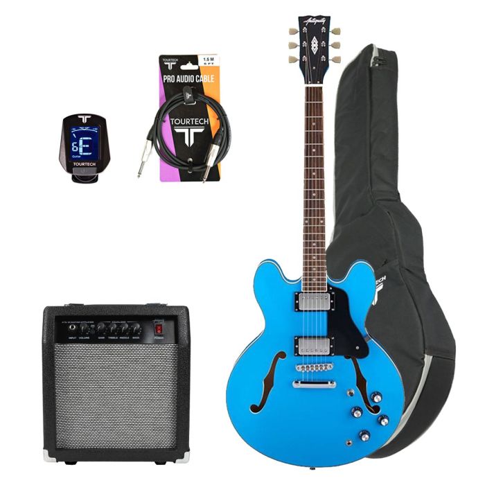 Antiquity AQ35 Beginner Electric Guitar Package, Pelham Blue full view