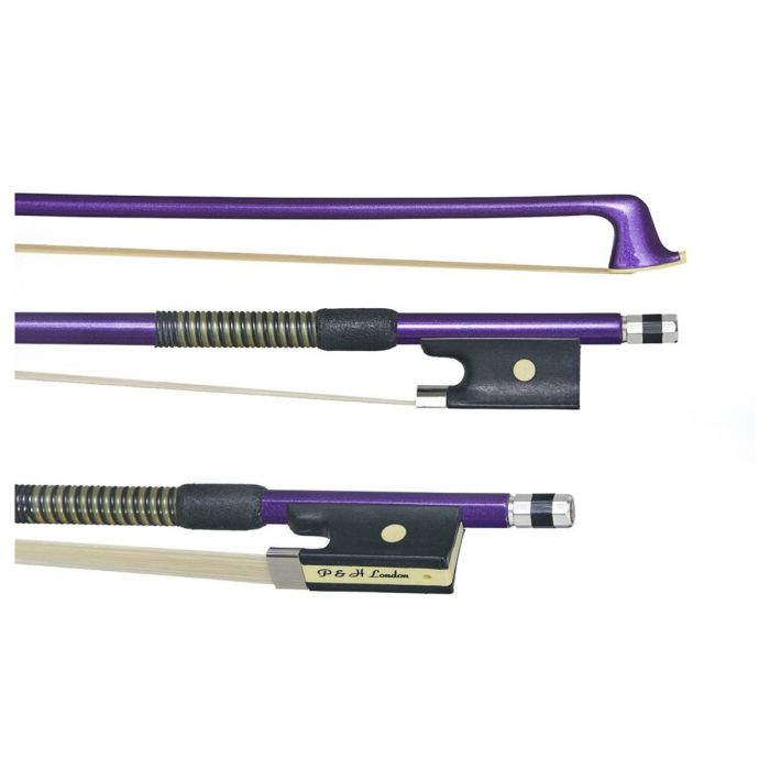 P & H Violin Bow Purple Fibreglass Natural Hair 1/8