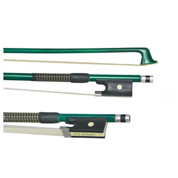 P & H Viola Bow Green Fibreglass Natural Hair Standard