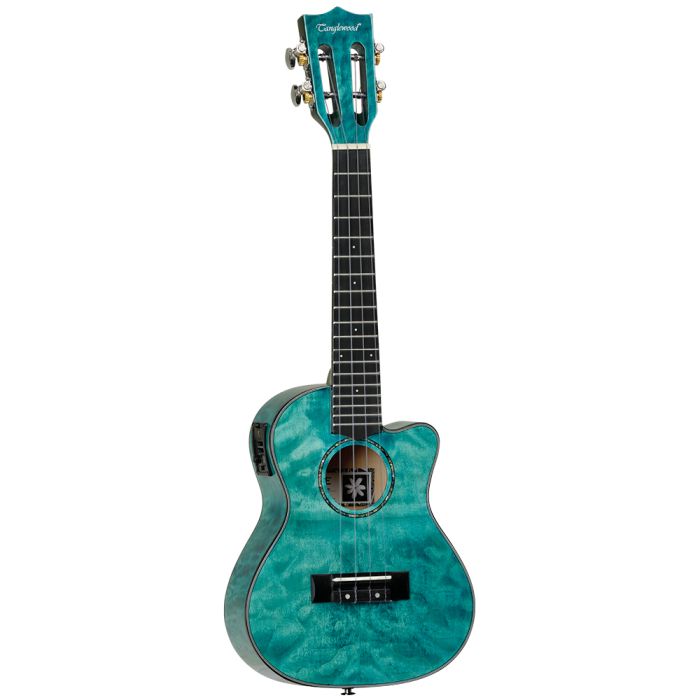 Tanglewood Deluxe Tiere Ukulele Concert Cutaway Electro Honolulu Blue Gloss