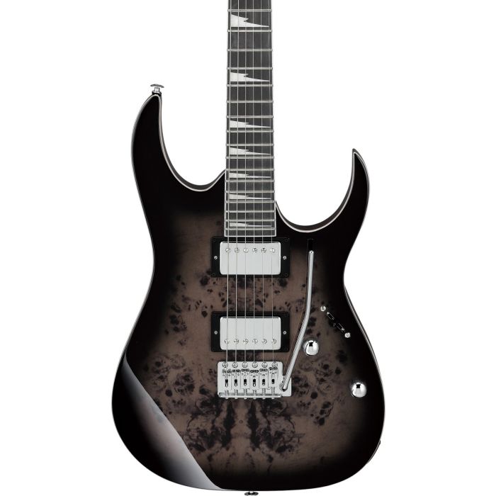 Ibanez GRG220PA1 BKB Transparent Brown Black Burst, body closeup