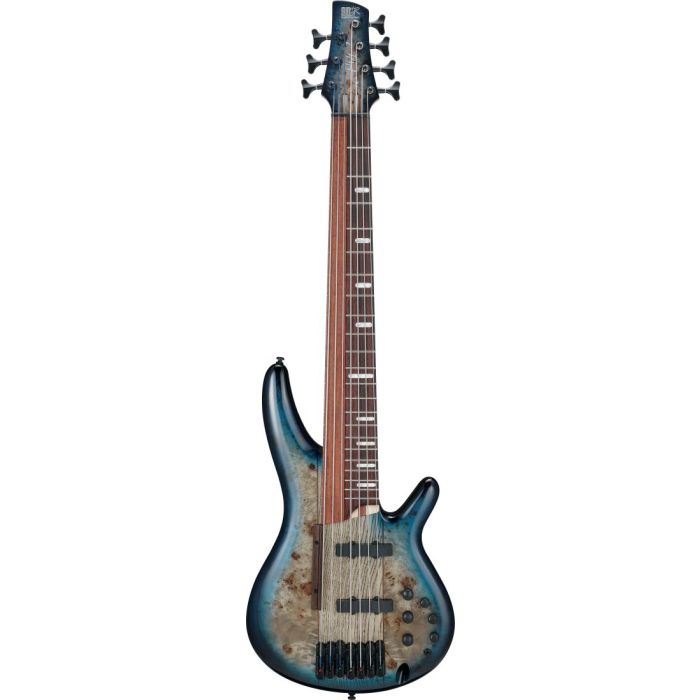 Overview of the Ibanez SRAS7-CBS 7 String Bass Guitar, Cosmic Blue Starburst