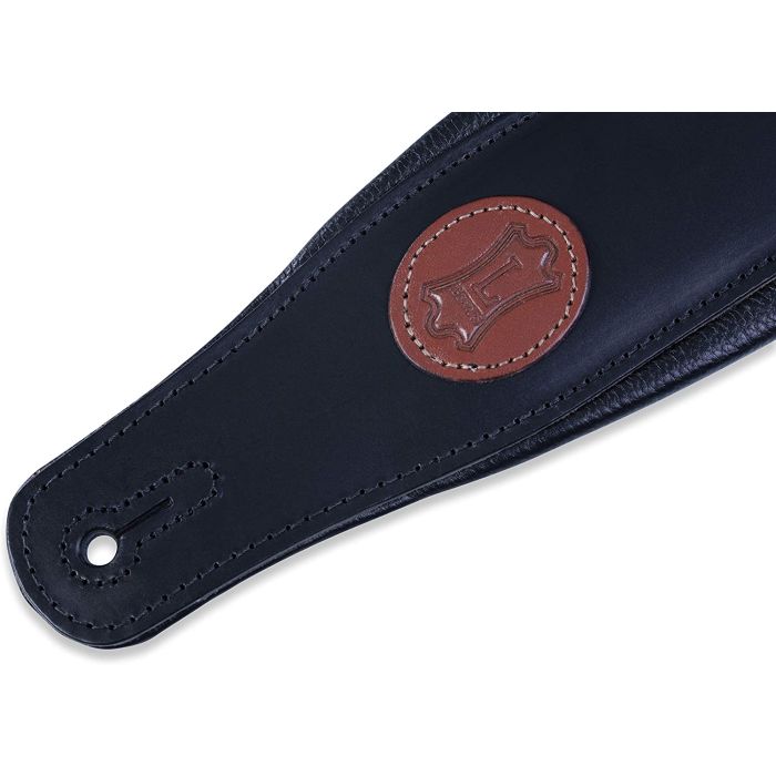 Levys Veg-tan Leather Signature Padded Strap Black front end logo