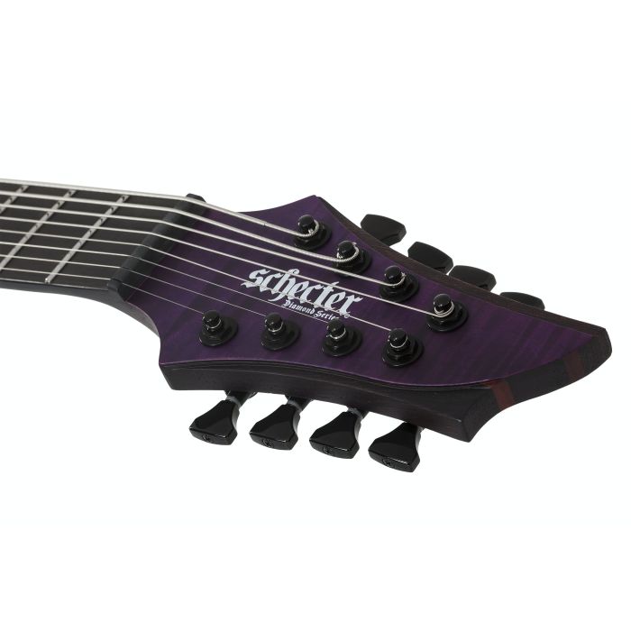 Scheter John Browne Signature TAO-8 Satin Transparent Purple headstock