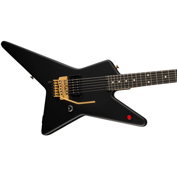 EVH Limited Edition Star EB Stealth Black w GHW, angled closeup view