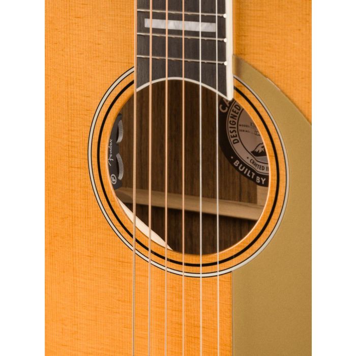 Fender King Vintage OVFB GPG Aged Natural, soundhole closeup
