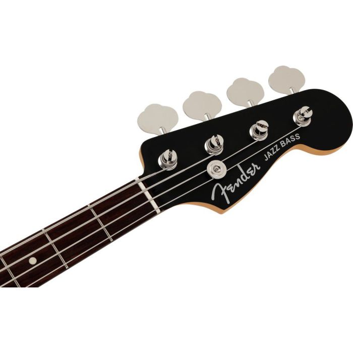 Fender Ltd Ed Made In Japan Elemental Jazz Bass HH RW Stone Black, headstock front