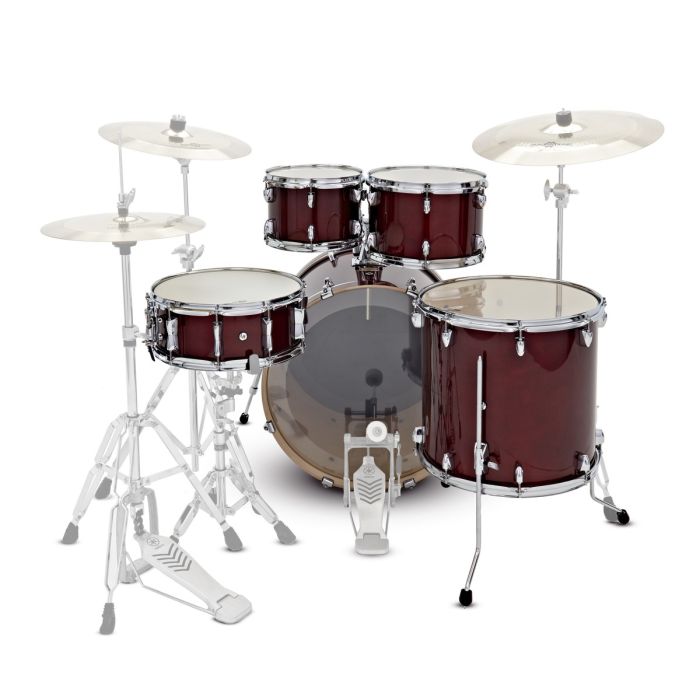 Yamaha Stage Custom Birch Shell Pack, Cranberry Red behind