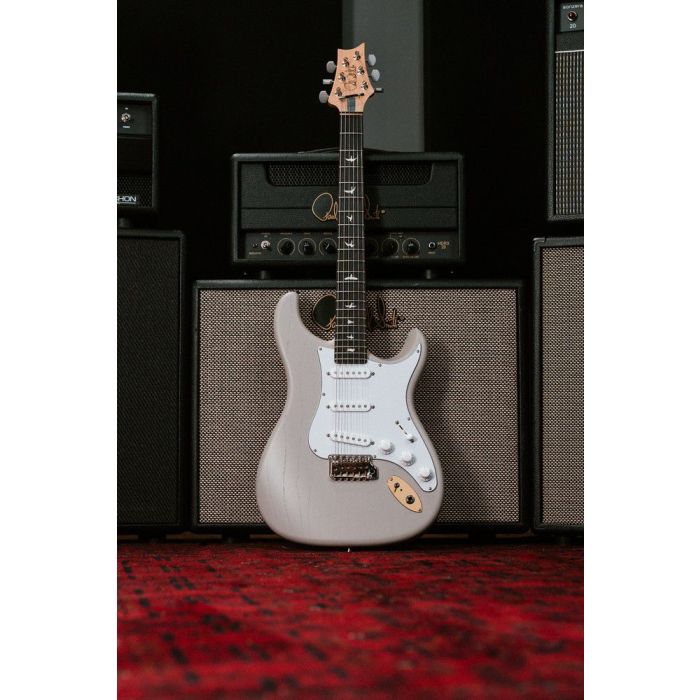 PRS Ltd Edition John Mayer Dead Spec Silver Sky, Moc Sand Satin Nitro lifestyle shot