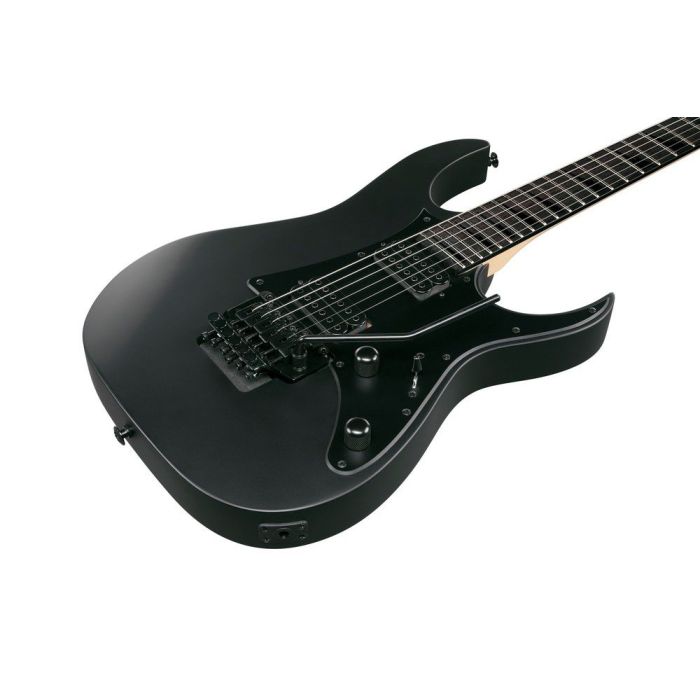 Ibanez Grgr330ex bkf Black Flat Electric Guitar, body closeup front
